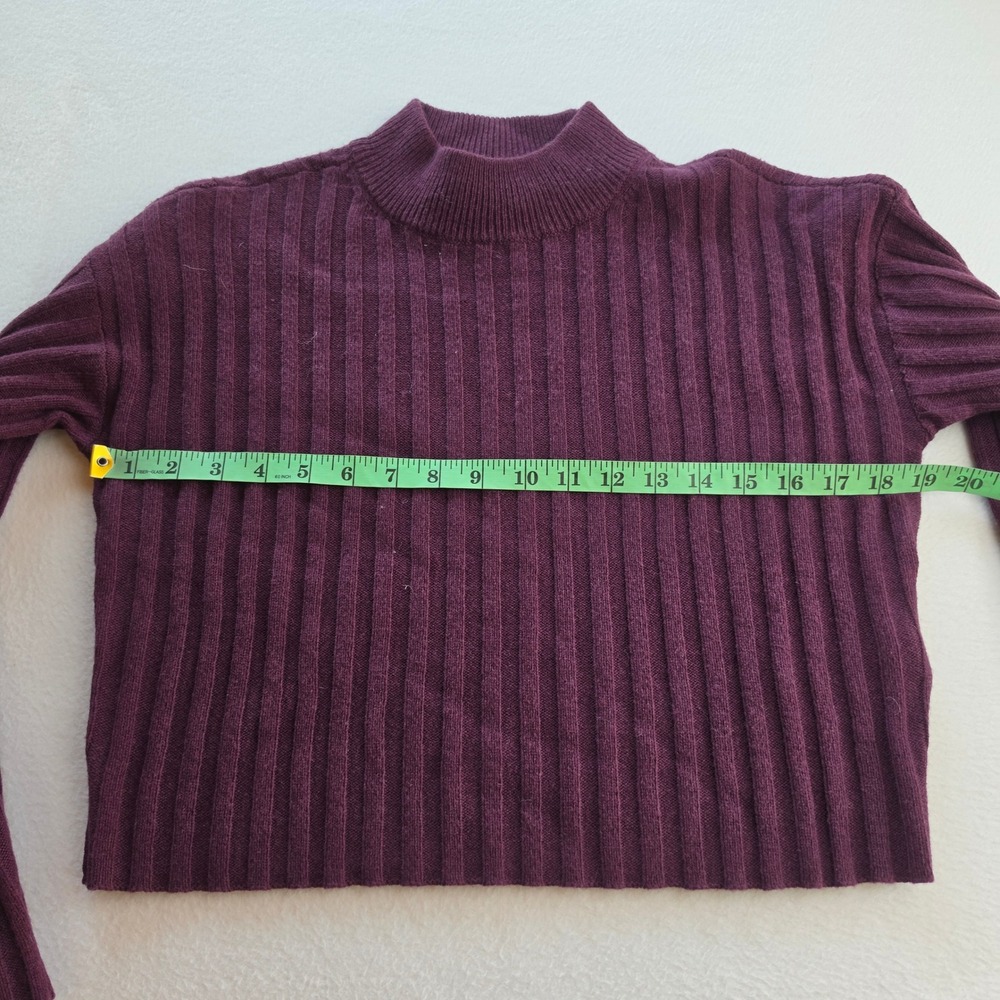 Madewell NWT Mockneck Ribbed Wool Blend‎ Cropped Sweater Plum Purple NM625 XS - Picture 8 of 9